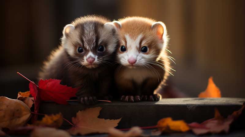 Baby Red Panda and Ferret